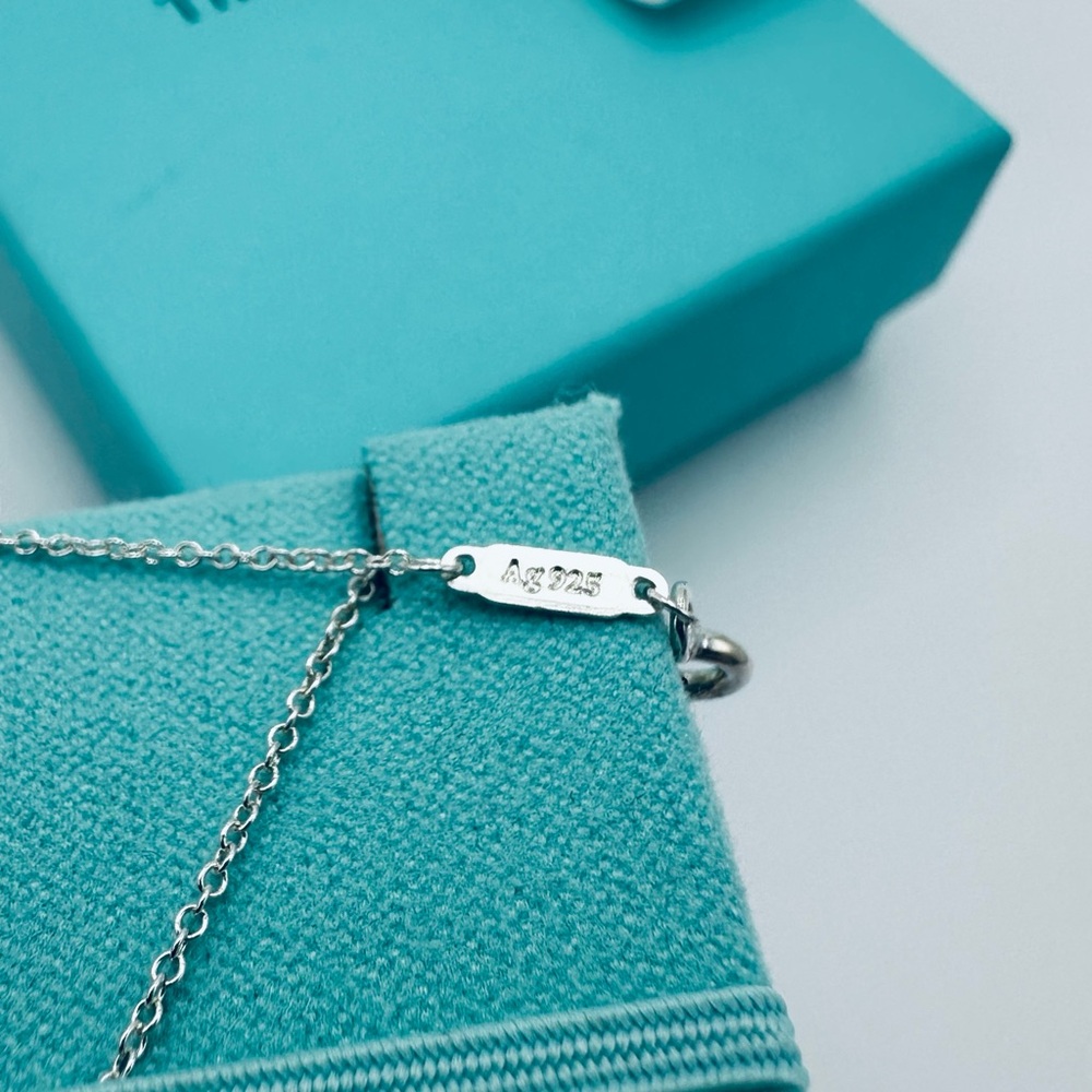 Return to Tiffany & Co. Medium Diamond Heart Charm Necklace 16-18” in Silver - Picture 7 of 9